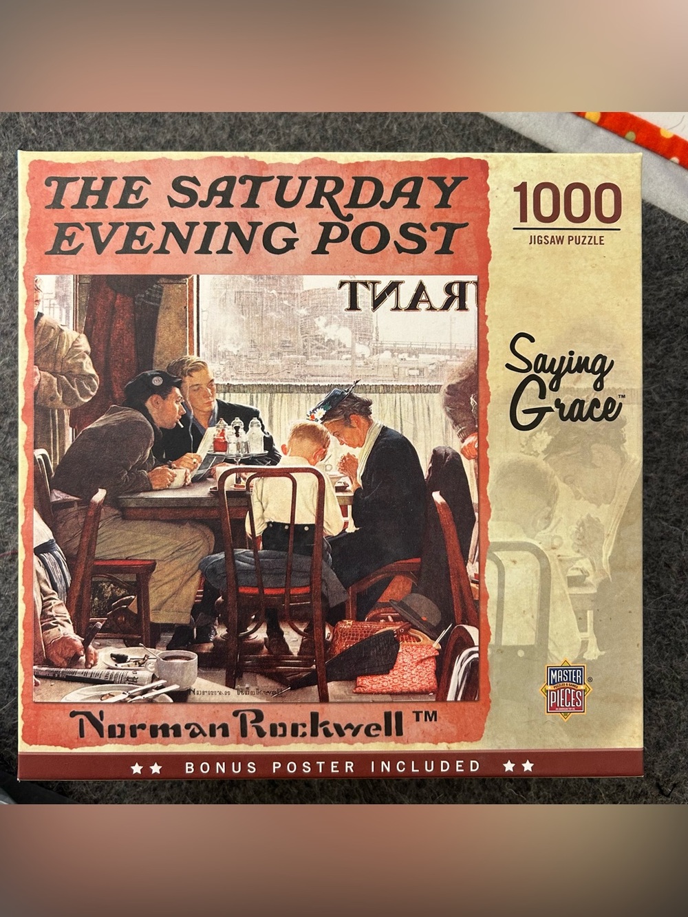The Saturday Evening Post 'Saying Grace' 1000-Piece Jigsaw Puzzle - Beige/Red